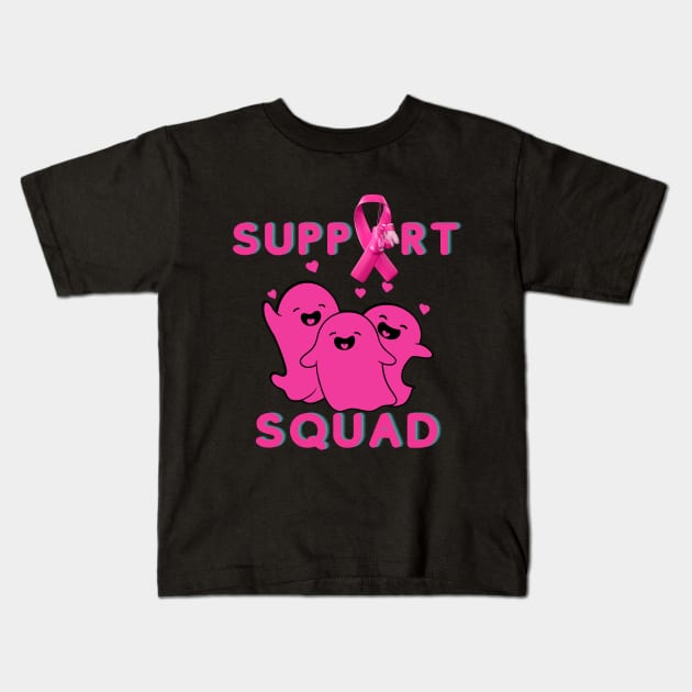 Breast Cancer Awareness pink Ghosts Support Squad Kids T-Shirt by Bellinna